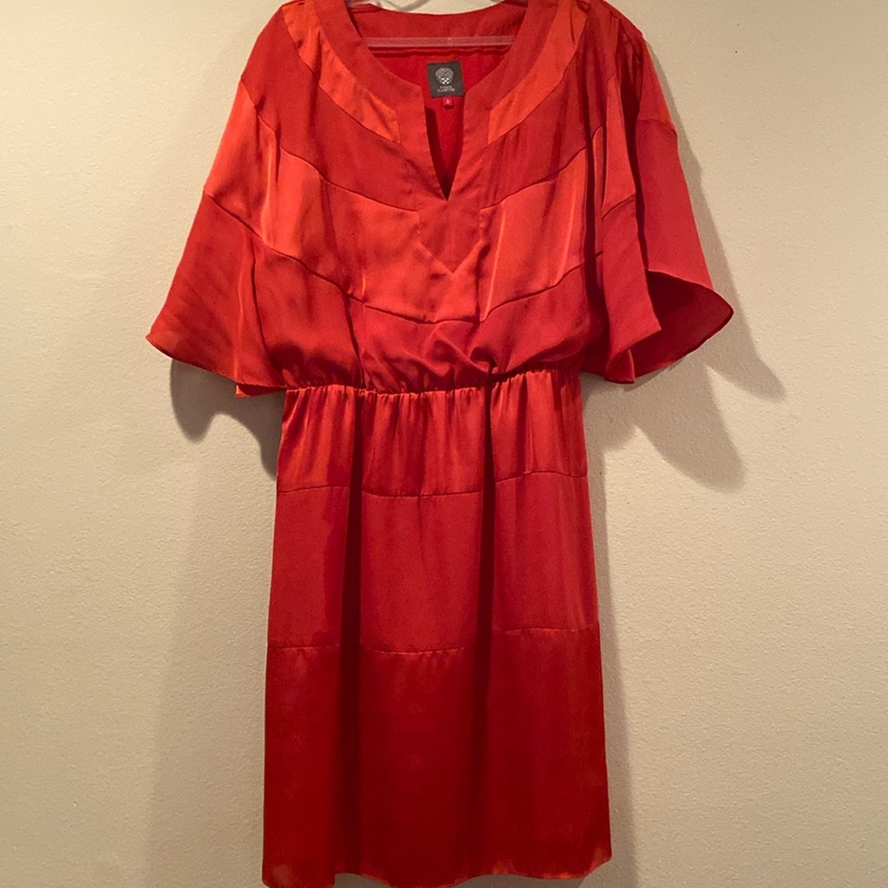 Womens Size 8 Vince Camuto Red/Orange Mid-Dress